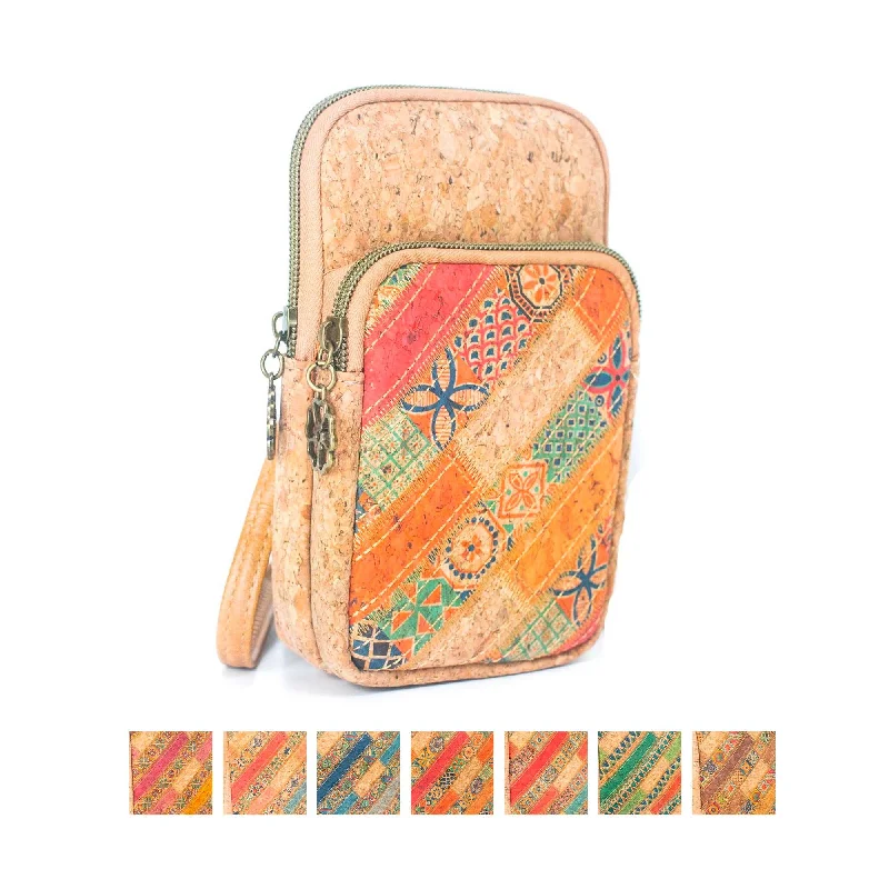 Women's Crossbody Bag with Magnetic Closure in White for Quick AccessCork Patchwork Embellished Women's Phone Pouch BAGF-060 Women's Crossbody Bag with Magnetic Closure in White for Quick AccessCork Patchwork Embellished Women's Phone Pouch BAGF-060