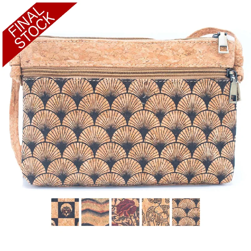 Leather - Trimmed Denim Crossbody Bag in Blue for a Vintage - Inspired LookCork with Patterned zipper crossbody bag BAG-2076-Crossbody Leather - Trimmed Denim Crossbody Bag in Blue for a Vintage - Inspired LookCork with Patterned zipper crossbody bag BAG-2076-Crossbody