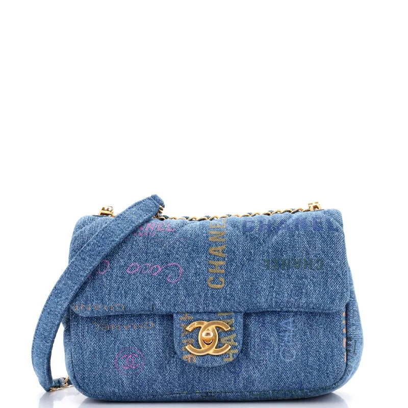 Women's Mini Crossbody Bag in Pink Velvet with Rhinestone Accents for Girls' Nights OutDenim Mood Flap Bag Logo Printed Quilted Denim Small Women's Mini Crossbody Bag in Pink Velvet with Rhinestone Accents for Girls' Nights OutDenim Mood Flap Bag Logo Printed Quilted Denim Small