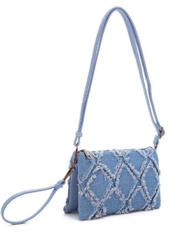 Women's Crossbody Bag with Zippered Pocket on the Back in Red for SecurityDM20560 Shelley Denim Three Compartment Crossbody/Wristlet Women's Crossbody Bag with Zippered Pocket on the Back in Red for SecurityDM20560 Shelley Denim Three Compartment Crossbody/Wristlet