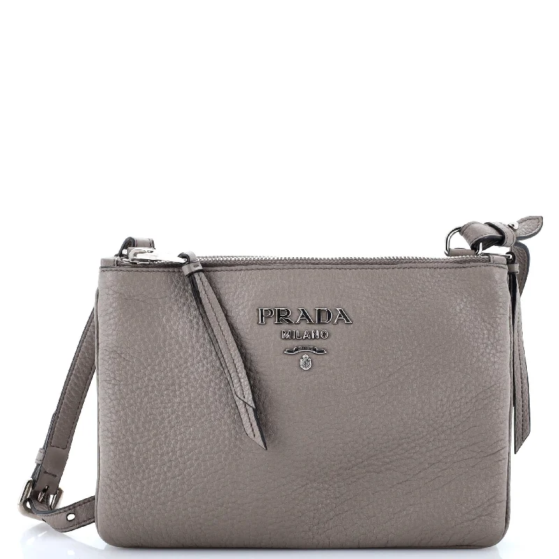 Hand - painted Canvas Crossbody Bag in Yellow for a Unique and Artistic LookDouble Zip Crossbody Bag Vitello Daino Small