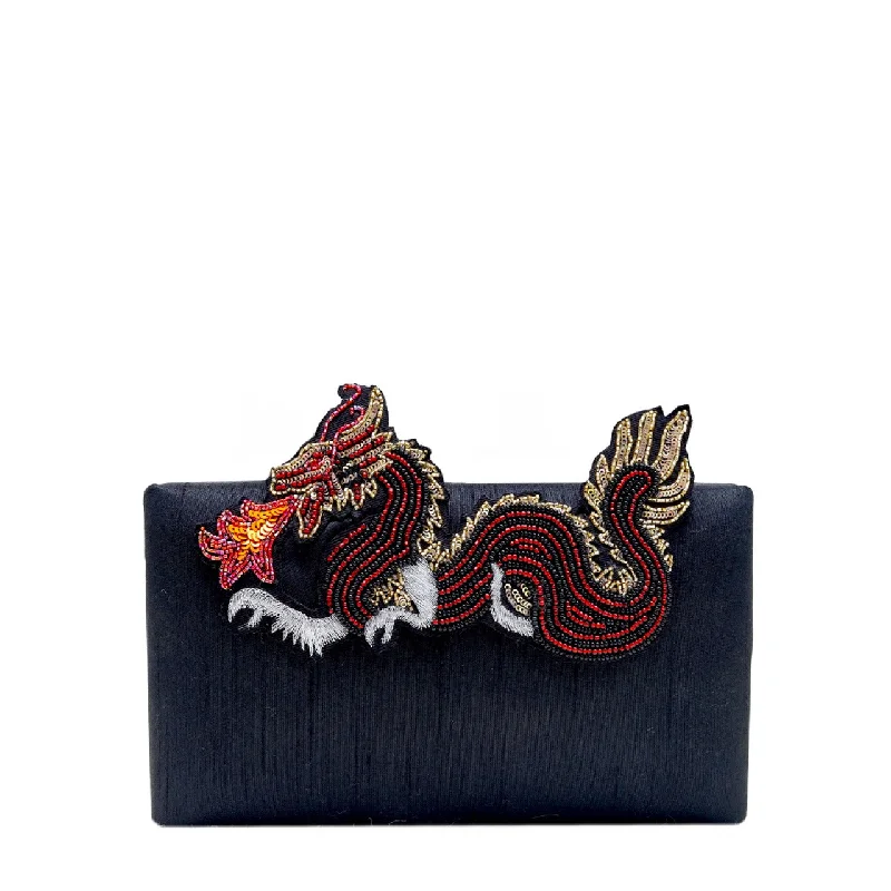 Lace - Trimmed Satin Clutch in Ivory for Garden WeddingsDrogon Clutch Bag
