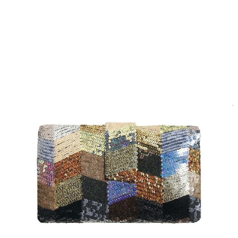 Women's Metallic Leather Clutch in Rose Gold for Valentine's DateMetallic Zigzag Clutch Women's Metallic Leather Clutch in Rose Gold for Valentine's DateMetallic Zigzag Clutch