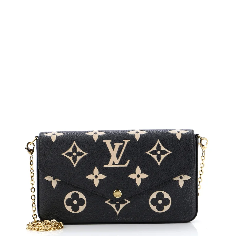 Women's Crossbody Bag with RFID - Blocking Pocket in Black for Safe TravelFelicie Pochette Bicolor Monogram Empreinte Giant Women's Crossbody Bag with RFID - Blocking Pocket in Black for Safe TravelFelicie Pochette Bicolor Monogram Empreinte Giant