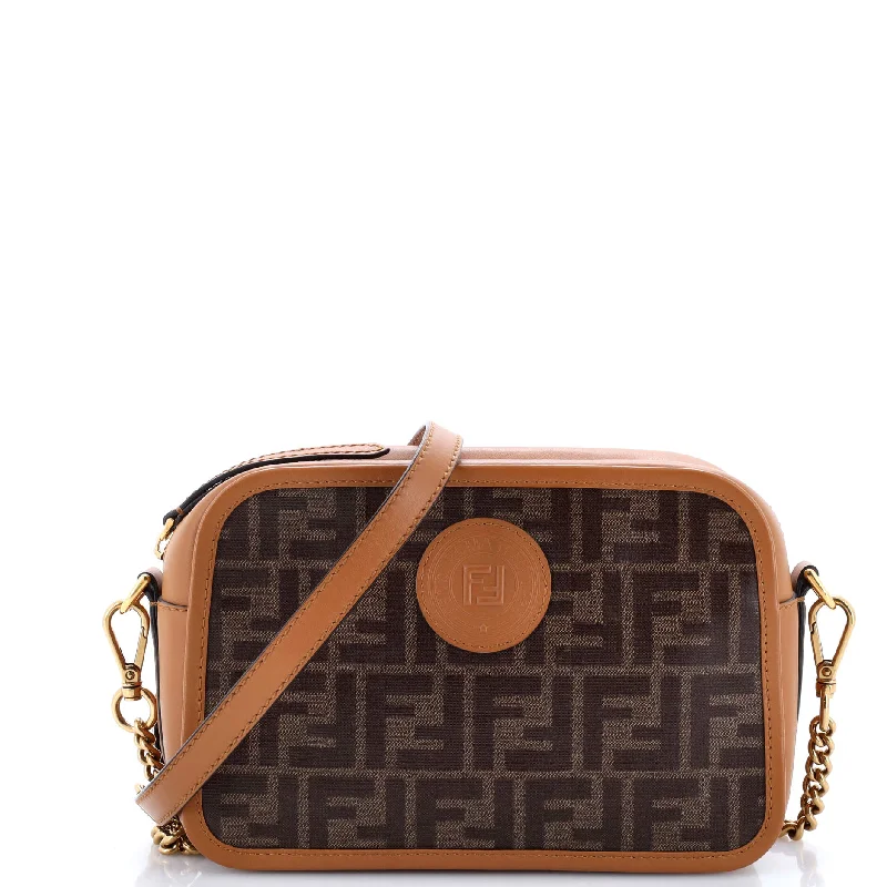 Women's Small Leather Crossbody Bag in Black with Gold Hardware for Evening PartiesFF Logo Stamp Camera Bag Zucca Coated Canvas Small Women's Small Leather Crossbody Bag in Black with Gold Hardware for Evening PartiesFF Logo Stamp Camera Bag Zucca Coated Canvas Small