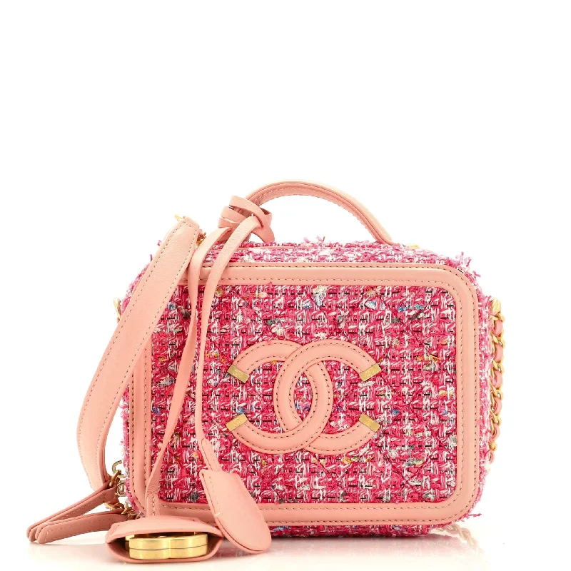 Women's Mini Crossbody Bag in Pink Velvet with Rhinestone Accents for Girls' Nights OutFiligree Vanity Case Quilted Tweed Small