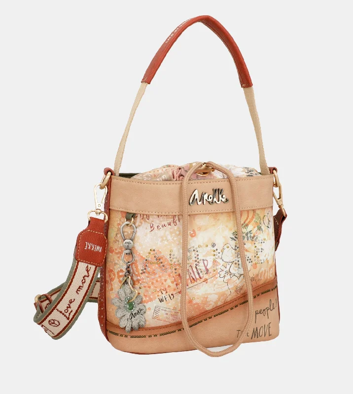 Women's Mini Crossbody Bag in Pink Velvet with Rhinestone Accents for Girls' Nights OutFlowers crossbody bag with rope closure