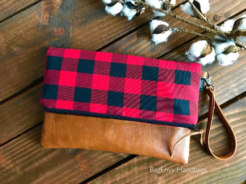 Velvet Clutch Bag in Burgundy with Crystal Embellishments for Formal DinnersFold Over Clutch - Buffalo Plaid with Vegan Leather - Detachable Wristlet Velvet Clutch Bag in Burgundy with Crystal Embellishments for Formal DinnersFold Over Clutch - Buffalo Plaid with Vegan Leather - Detachable Wristlet