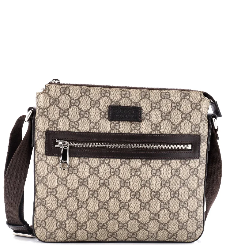 Metallic Crossbody Bag in Silver for New Year's Eve and Special CelebrationsFront Zip Messenger GG Coated Canvas Medium