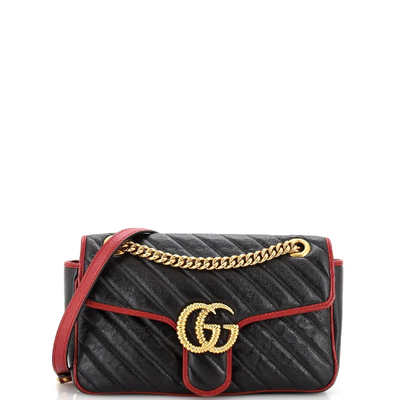 Women's Crossbody Bag with Adjustable Strap in Orange for Customizable ComfortGG Marmont Flap Bag Diagonal Quilted Leather Small