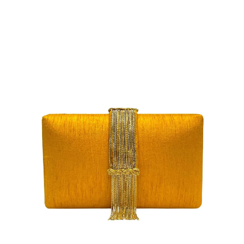 Bejeweled Clutch in Purple for Opera PerformancesGold Fringe Clutch