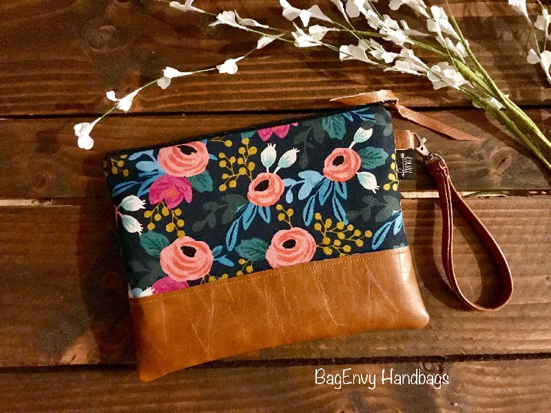 Women's Monogrammed Leather Clutch in Tan for Personalized StyleGrab N Go Wristlet Clutch - Coral Floral in Midnight with Vegan Leather Women's Monogrammed Leather Clutch in Tan for Personalized StyleGrab N Go Wristlet Clutch - Coral Floral in Midnight with Vegan Leather