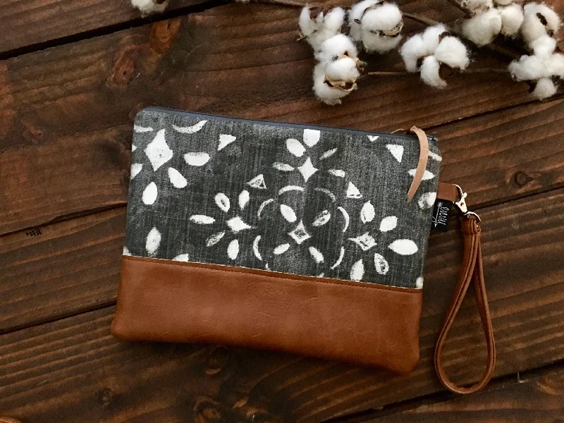 Women's Embroidered Silk Evening Bag in Navy for WeddingsGrab N Go Wristlet Clutch - Stenciled Lace in Charcoal with Vegan Leather Women's Embroidered Silk Evening Bag in Navy for WeddingsGrab N Go Wristlet Clutch - Stenciled Lace in Charcoal with Vegan Leather