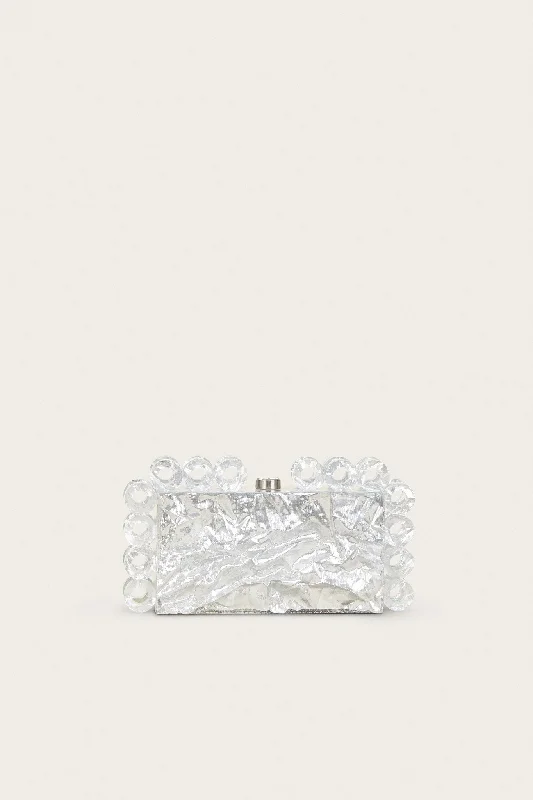 Women's Lizard - Print Clutch in Brown for a Chic LookHARLOW CLUTCH - SILVER