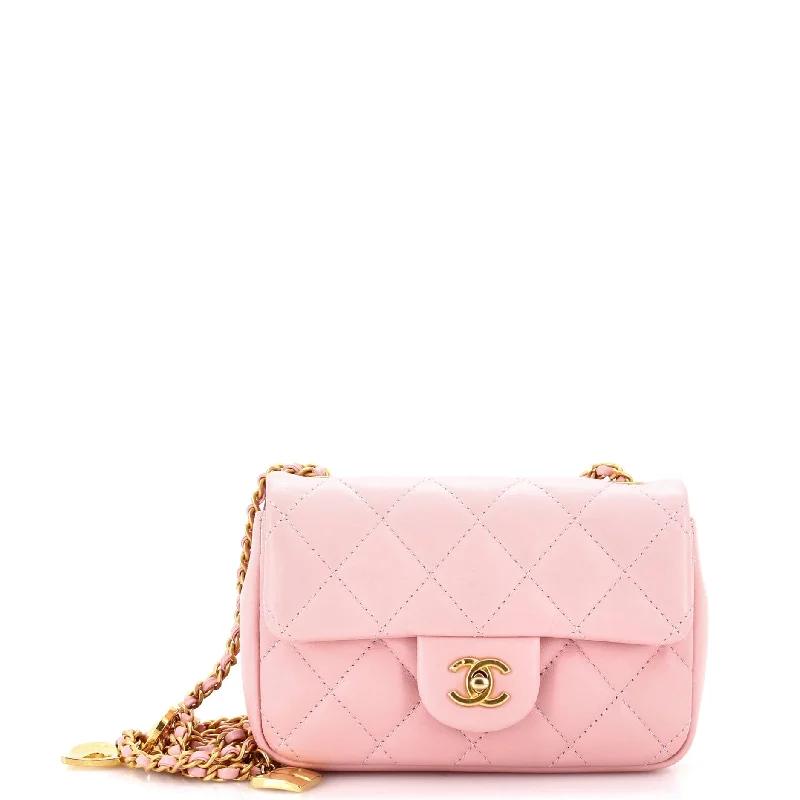 Women's Crossbody Bag with Chain Strap in Gold for a Glamorous TouchHeart Charms Flap Bag Quilted Lambskin Mini Women's Crossbody Bag with Chain Strap in Gold for a Glamorous TouchHeart Charms Flap Bag Quilted Lambskin Mini