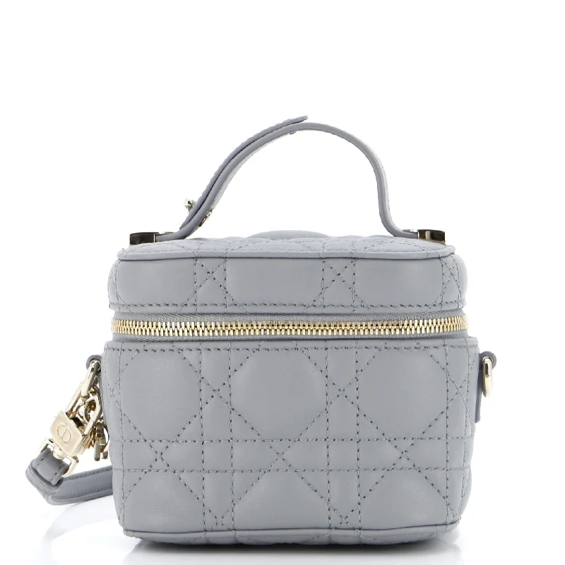 Medium - sized Canvas Crossbody Bag in Beige with Floral Print for Spring OutingsLady Dior Vanity Case Cannage Quilt Lambskin Micro