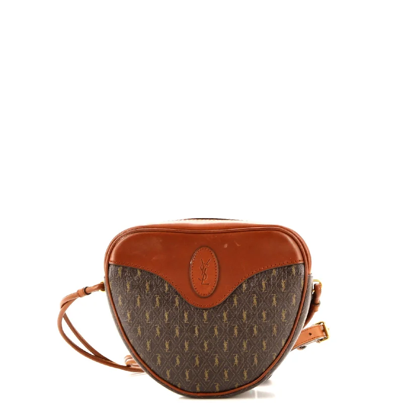 Women's Crossbody Bag with Zippered Pocket on the Back in Red for SecurityLe Monogramme Coeur Bag Monogram All Over Coated Canvas and Leather Women's Crossbody Bag with Zippered Pocket on the Back in Red for SecurityLe Monogramme Coeur Bag Monogram All Over Coated Canvas and Leather