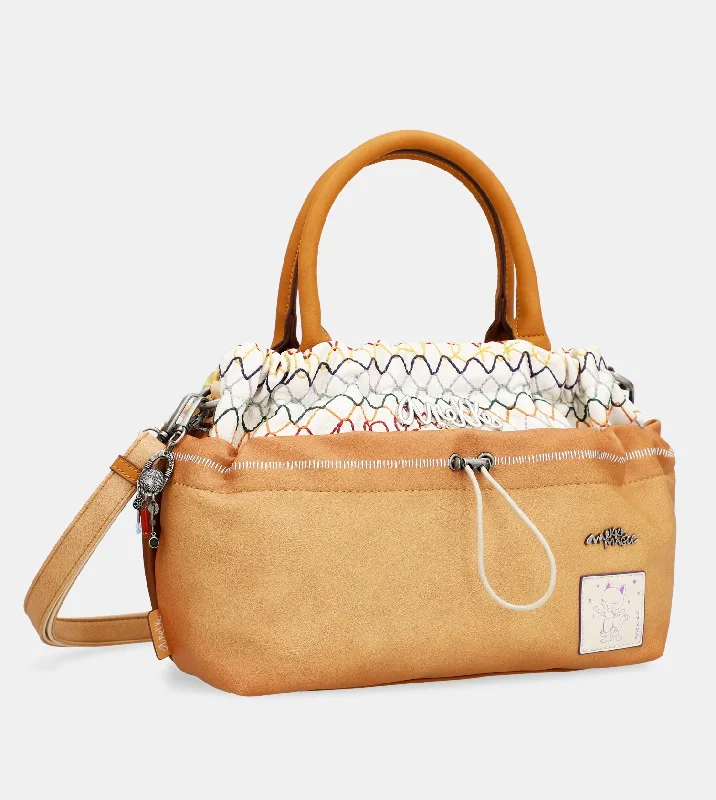 Large Faux Leather Crossbody Bag in Brown with Tassel Details for Casual TravelMagic Souls bowling bag with shoulder strap Large Faux Leather Crossbody Bag in Brown with Tassel Details for Casual TravelMagic Souls bowling bag with shoulder strap