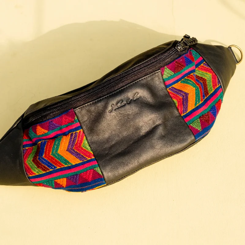 Women's Crossbody Bag with Magnetic Closure in White for Quick AccessMANNY PACK - OOAK HUIPIL TEXTILE - BLACK - NO. 11037 Women's Crossbody Bag with Magnetic Closure in White for Quick AccessMANNY PACK - OOAK HUIPIL TEXTILE - BLACK - NO. 11037