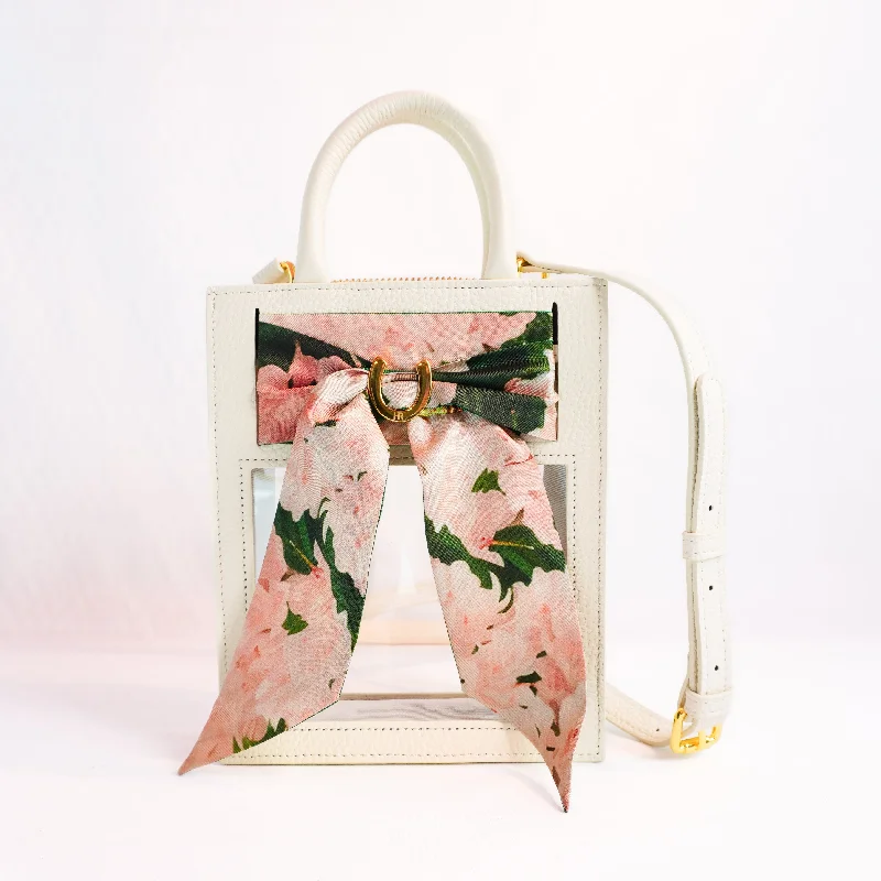 Medium - sized Canvas Crossbody Bag in Beige with Floral Print for Spring OutingsMini Calista Clear + Azaleas Twilly