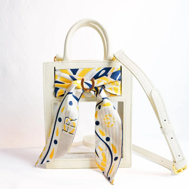 Metallic Crossbody Bag in Silver for New Year's Eve and Special CelebrationsMini Calista Clear + Maize Paisley Twilly Metallic Crossbody Bag in Silver for New Year's Eve and Special CelebrationsMini Calista Clear + Maize Paisley Twilly