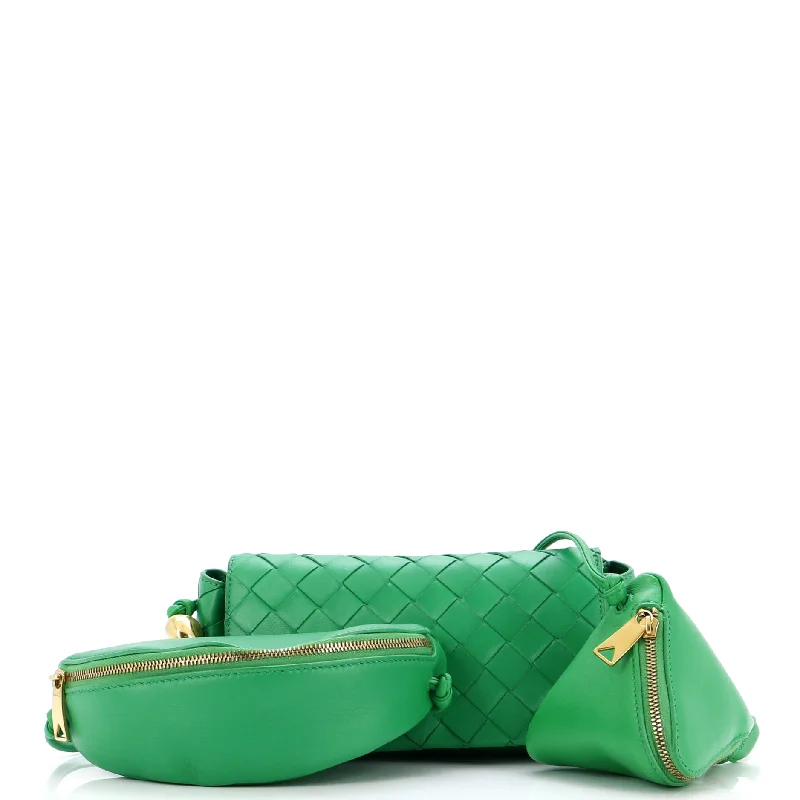Leather - Trimmed Denim Crossbody Bag in Blue for a Vintage - Inspired LookMulti Crossbody Pouch Intrecciato Nappa