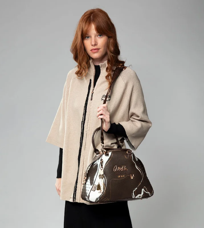 Women's Crossbody Bag with Multiple Compartments in Gray for Organized Daily UseNature Shodō brown 2-handle shoulder bag Women's Crossbody Bag with Multiple Compartments in Gray for Organized Daily UseNature Shodō brown 2-handle shoulder bag