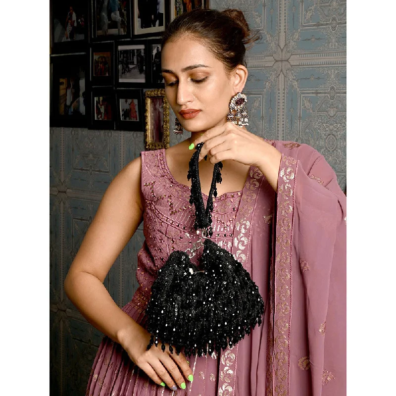 Pearl - Embellished Clutch in Cream for Bridal ShowersOdette Black Embellished Clutch for Women