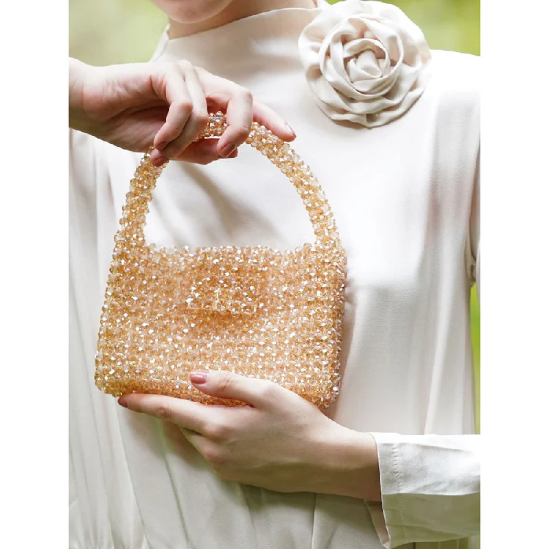 Women's Glittery Clutch in Blue for Disco - Themed EventsOdette Sparkling Golden Woven Beaded Clutch Bag Women's Glittery Clutch in Blue for Disco - Themed EventsOdette Sparkling Golden Woven Beaded Clutch Bag