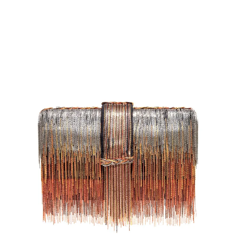 Women's Metallic Leather Clutch in Rose Gold for Valentine's DateOmbre Clutch