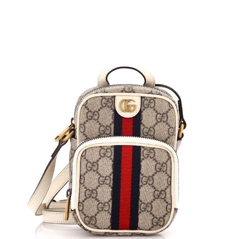 Women's Crossbody Bag with Multiple Compartments in Gray for Organized Daily UseOphidia Top Handle Crossbody Bag GG Coated Canvas Mini