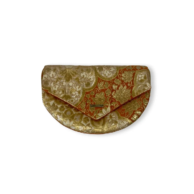 Quilted Leather Evening Bag in Gray for Sophisticated EventsOrange and Gold Mandala Clutch Quilted Leather Evening Bag in Gray for Sophisticated EventsOrange and Gold Mandala Clutch