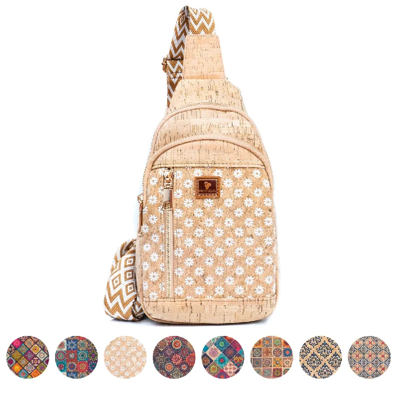 Large Faux Leather Crossbody Bag in Brown with Tassel Details for Casual TravelPrinted Cork Women's Chest Bag Sling Bag BAGD-566 Large Faux Leather Crossbody Bag in Brown with Tassel Details for Casual TravelPrinted Cork Women's Chest Bag Sling Bag BAGD-566