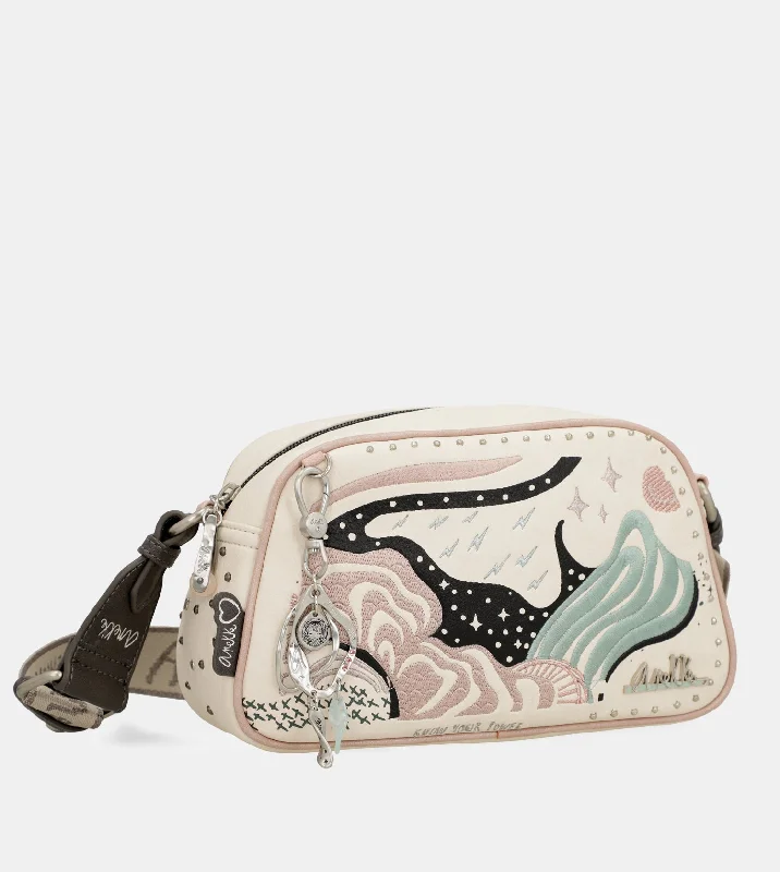 Medium - sized Canvas Crossbody Bag in Beige with Floral Print for Spring OutingsPsicodelic oval crossbody bag Medium - sized Canvas Crossbody Bag in Beige with Floral Print for Spring OutingsPsicodelic oval crossbody bag