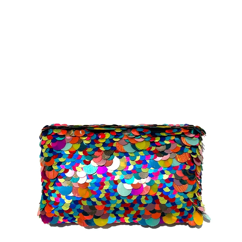 Quilted Leather Evening Bag in Gray for Sophisticated EventsRainbow Disco Clutch