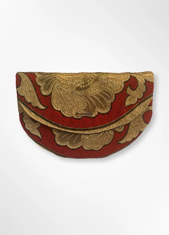 Women's Metallic Leather Clutch in Rose Gold for Valentine's DateRed and Gold Botan Clutch Women's Metallic Leather Clutch in Rose Gold for Valentine's DateRed and Gold Botan Clutch