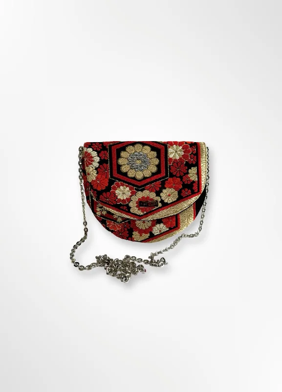 Snake - Skin Effect Clutch in Green for Exotic PartiesRed Kiku Mini Purse