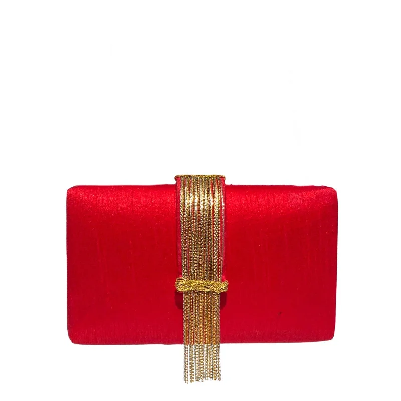 Lace - Trimmed Satin Clutch in Ivory for Garden WeddingsRuby Fringe Clutch