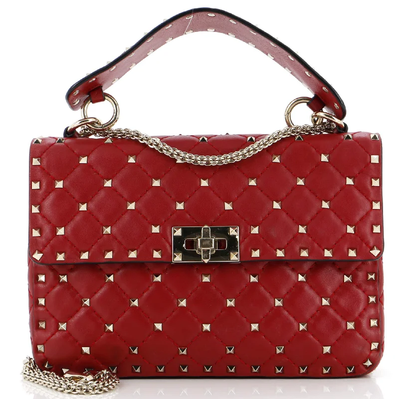 Women's Crossbody Bag with Adjustable Strap in Orange for Customizable ComfortRockstud Spike Flap Bag Quilted Leather Medium Women's Crossbody Bag with Adjustable Strap in Orange for Customizable ComfortRockstud Spike Flap Bag Quilted Leather Medium