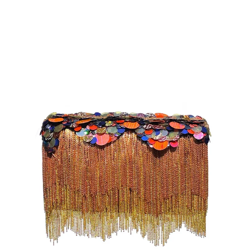 Women's Studded Leather Evening Bag in Black for Rock - n - Roll NightsRose Gold Shimmy Ombre' Clutch Women's Studded Leather Evening Bag in Black for Rock - n - Roll NightsRose Gold Shimmy Ombre' Clutch