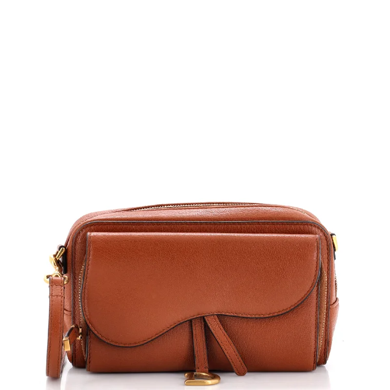 Leather - Trimmed Denim Crossbody Bag in Blue for a Vintage - Inspired LookSaddle Double Crossbody Pouch Leather