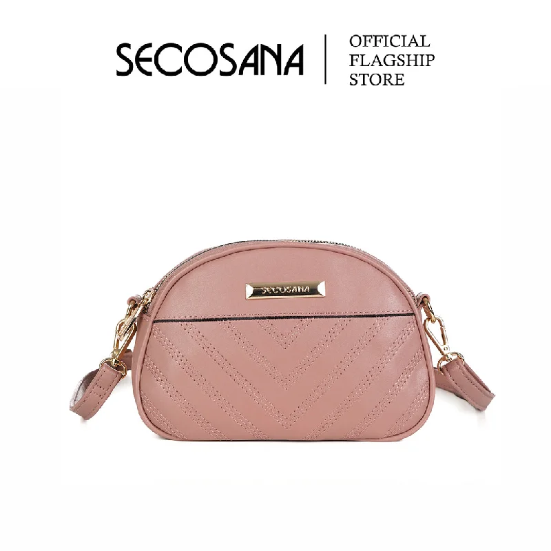 Women's Small Leather Crossbody Bag in Black with Gold Hardware for Evening PartiesSECOSANA Erris Sling Bag