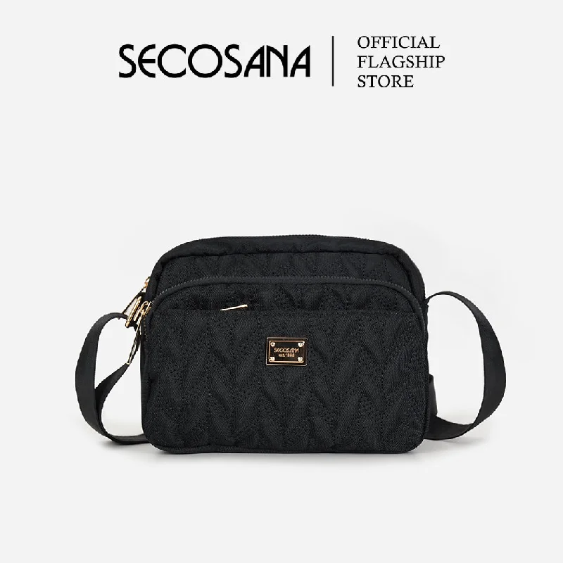 Women's Crossbody Bag with Zippered Pocket on the Back in Red for SecuritySECOSANA Glizen Plain Petite Sling Bag