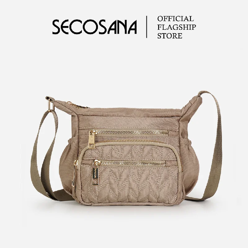 Leather - Trimmed Denim Crossbody Bag in Blue for a Vintage - Inspired LookSECOSANA Glizira Plain Sling Bag