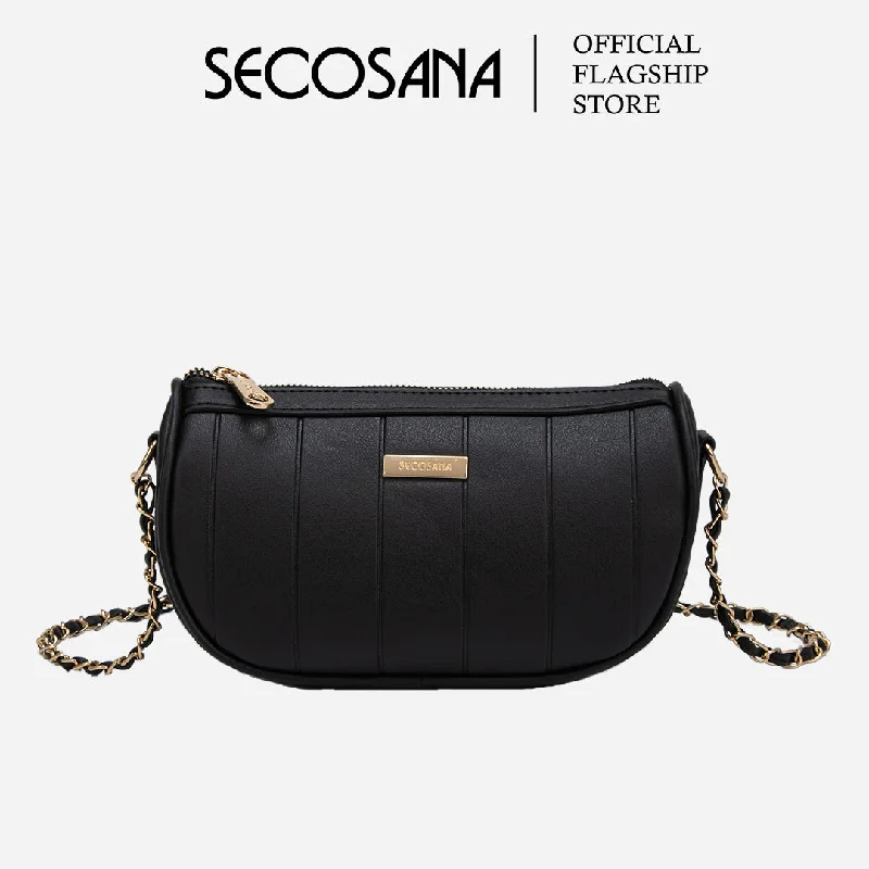 Medium - sized Canvas Crossbody Bag in Beige with Floral Print for Spring OutingsSECOSANA Hyeori Plain Sling Bag