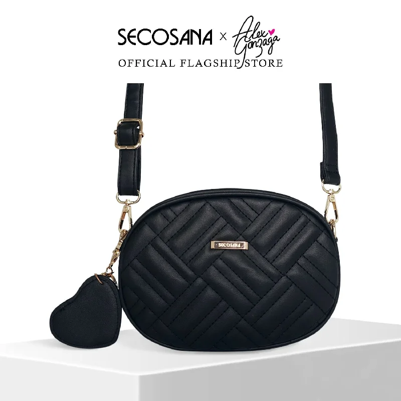 Women's Crossbody Bag with Chain Strap in Gold for a Glamorous TouchSECOSANA Maddie 2-way Bag [PERSONALIZED]