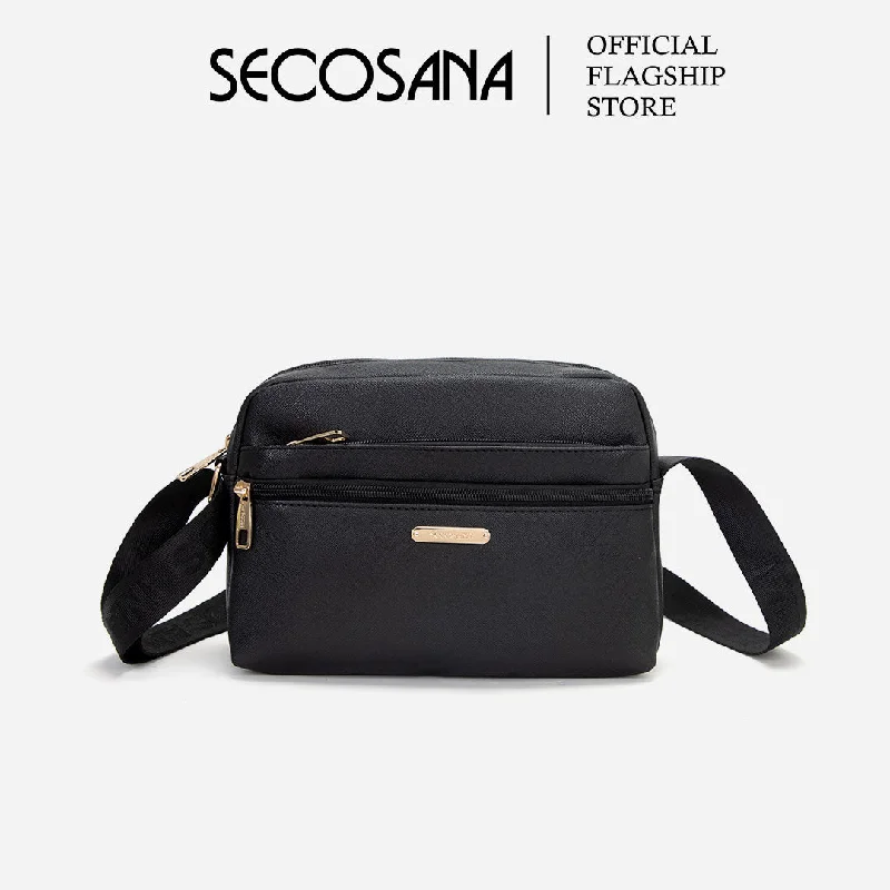 Leather - Trimmed Denim Crossbody Bag in Blue for a Vintage - Inspired LookSECOSANA Tara Petite Sling Bag Leather - Trimmed Denim Crossbody Bag in Blue for a Vintage - Inspired LookSECOSANA Tara Petite Sling Bag