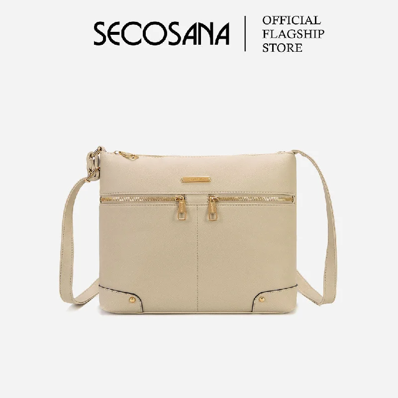 Women's Small Leather Crossbody Bag in Black with Gold Hardware for Evening PartiesSECOSANA Vanela Plain Sling Bag Women's Small Leather Crossbody Bag in Black with Gold Hardware for Evening PartiesSECOSANA Vanela Plain Sling Bag