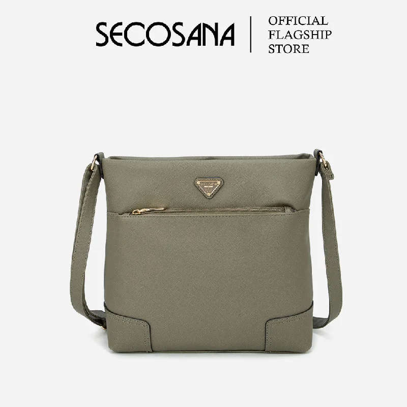 Leather - Trimmed Denim Crossbody Bag in Blue for a Vintage - Inspired LookSECOSANA Whitter Plain Sling Bag Leather - Trimmed Denim Crossbody Bag in Blue for a Vintage - Inspired LookSECOSANA Whitter Plain Sling Bag