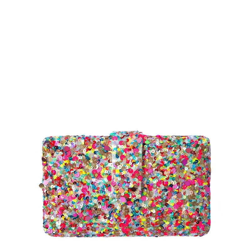 Women's Small Beaded Clutch in Silver for New Year's Eve PartyConfetti Clutch
